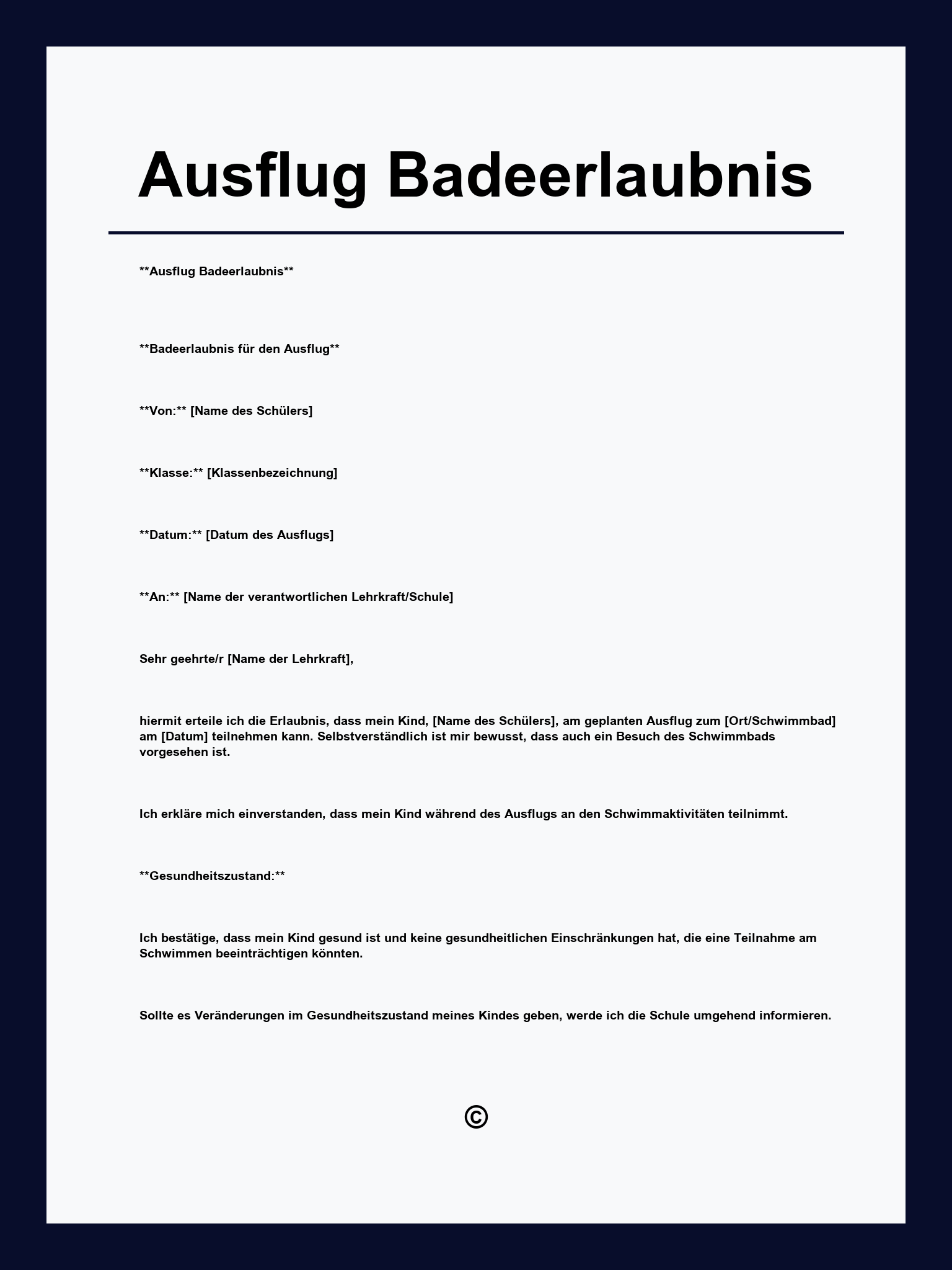 Ausflug Badeerlaubnis