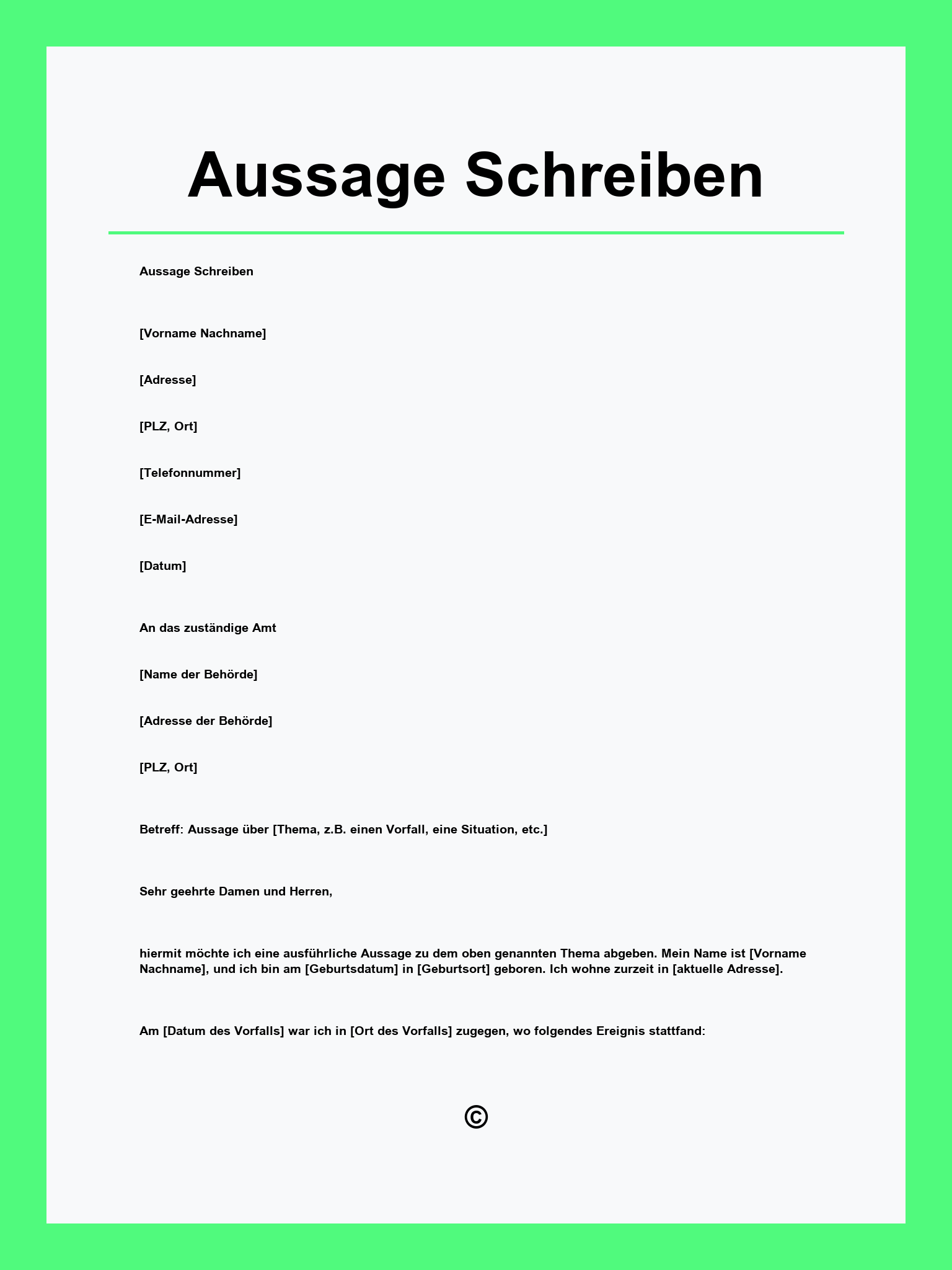 Aussage Schreiben Muster
