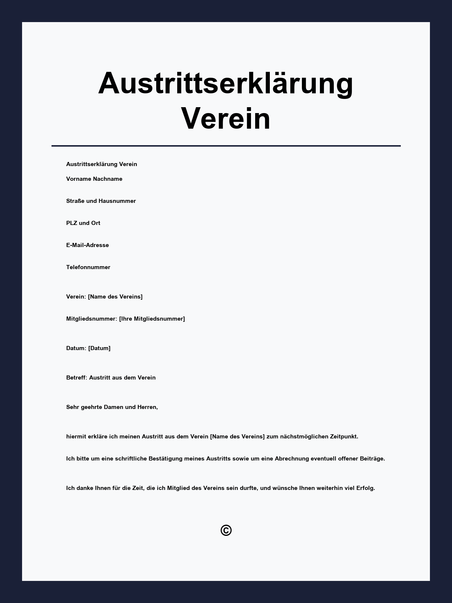 Austrittserklärung Verein