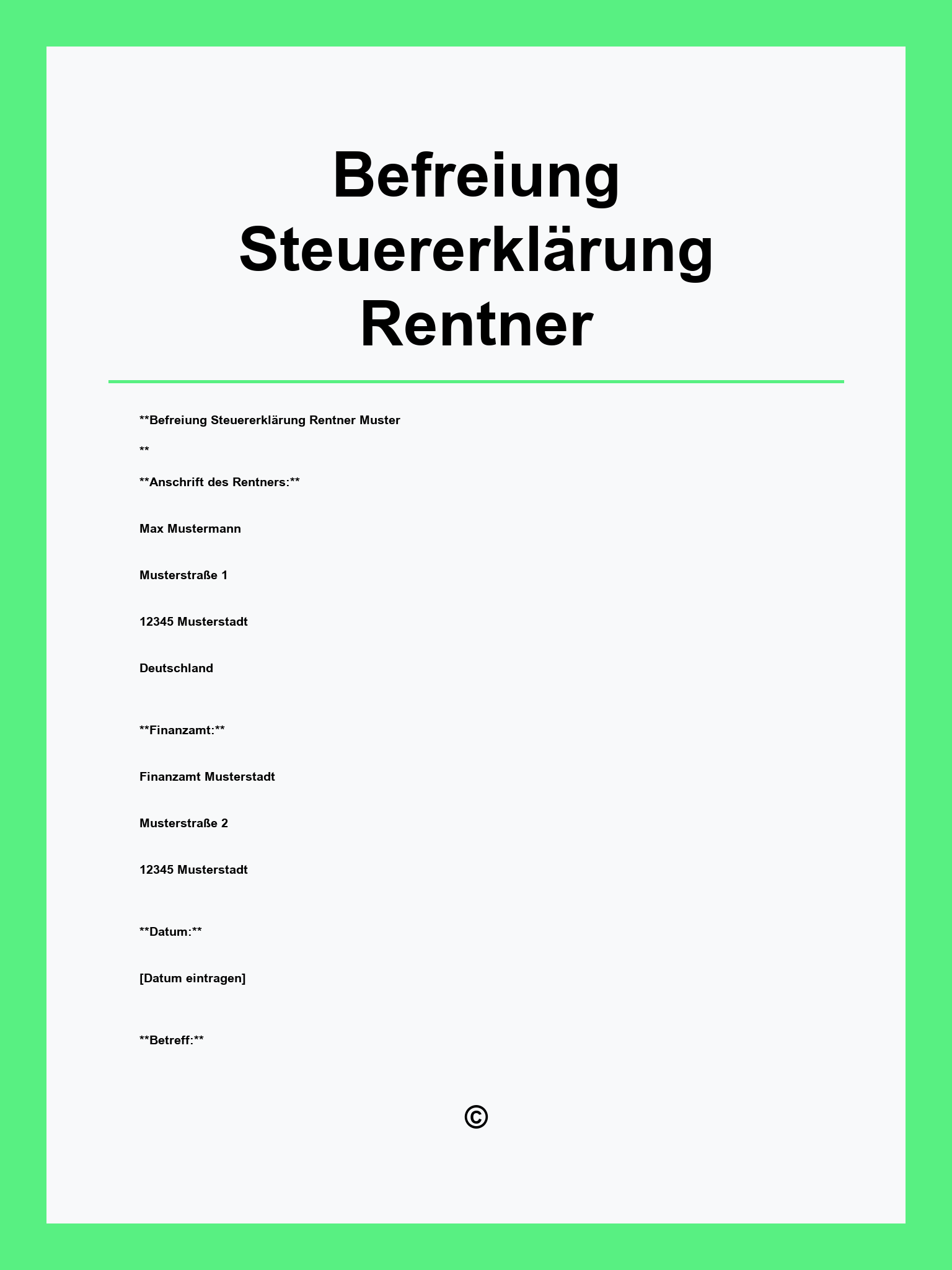 Befreiung Steuererklärung Rentner Vordruck
