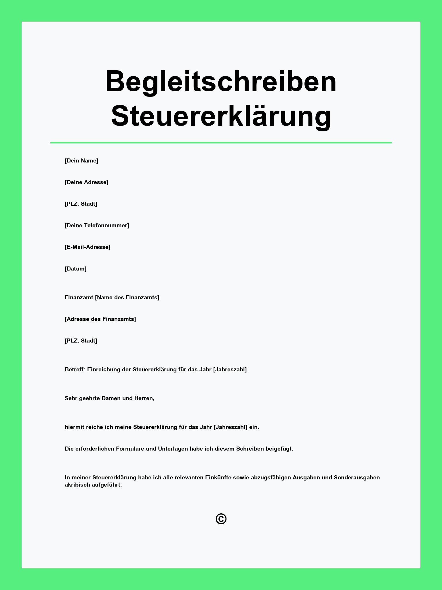 Begleitschreiben Steuererklärung Vorlage