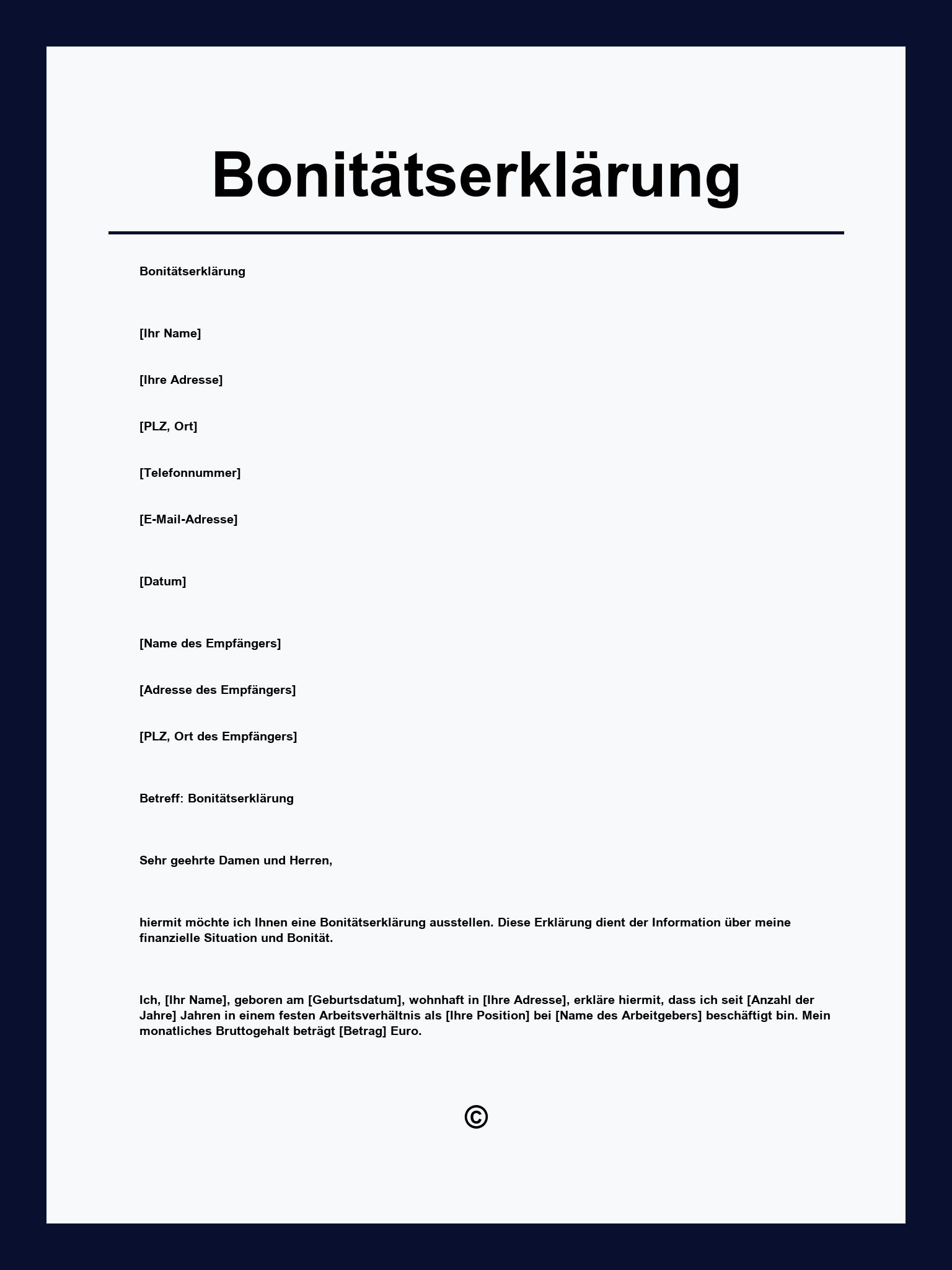 Bonitätserklärung