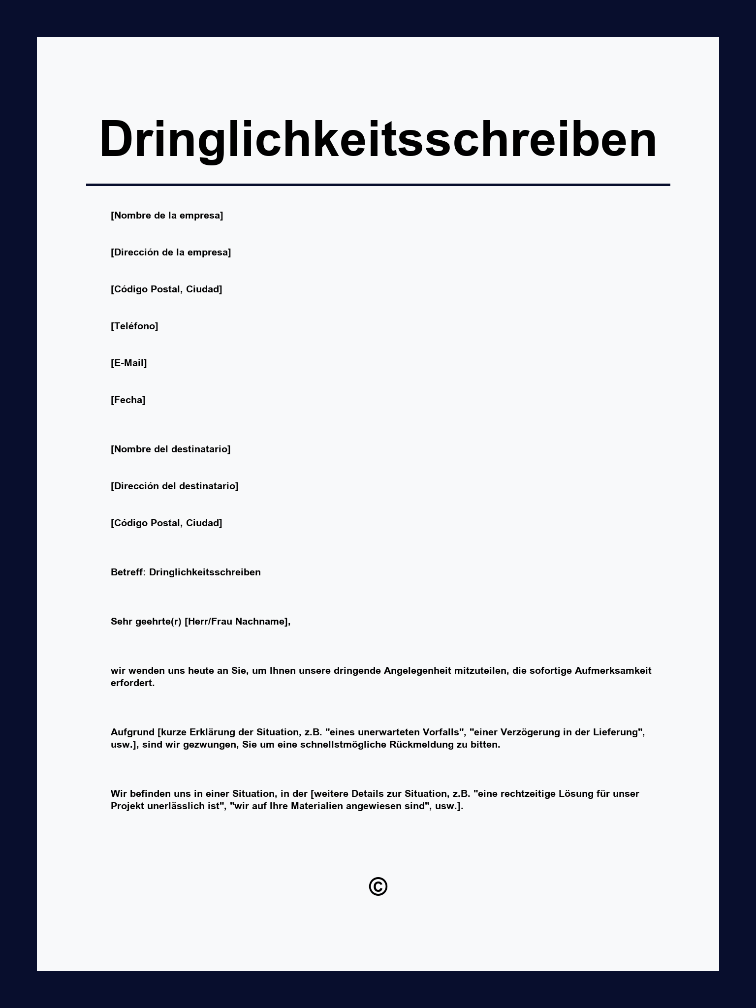 Dringlichkeitsschreiben