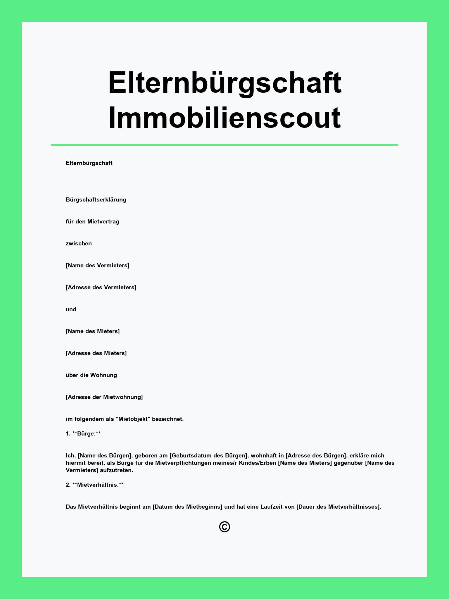 Elternbürgschaft Vorlage Immobilienscout