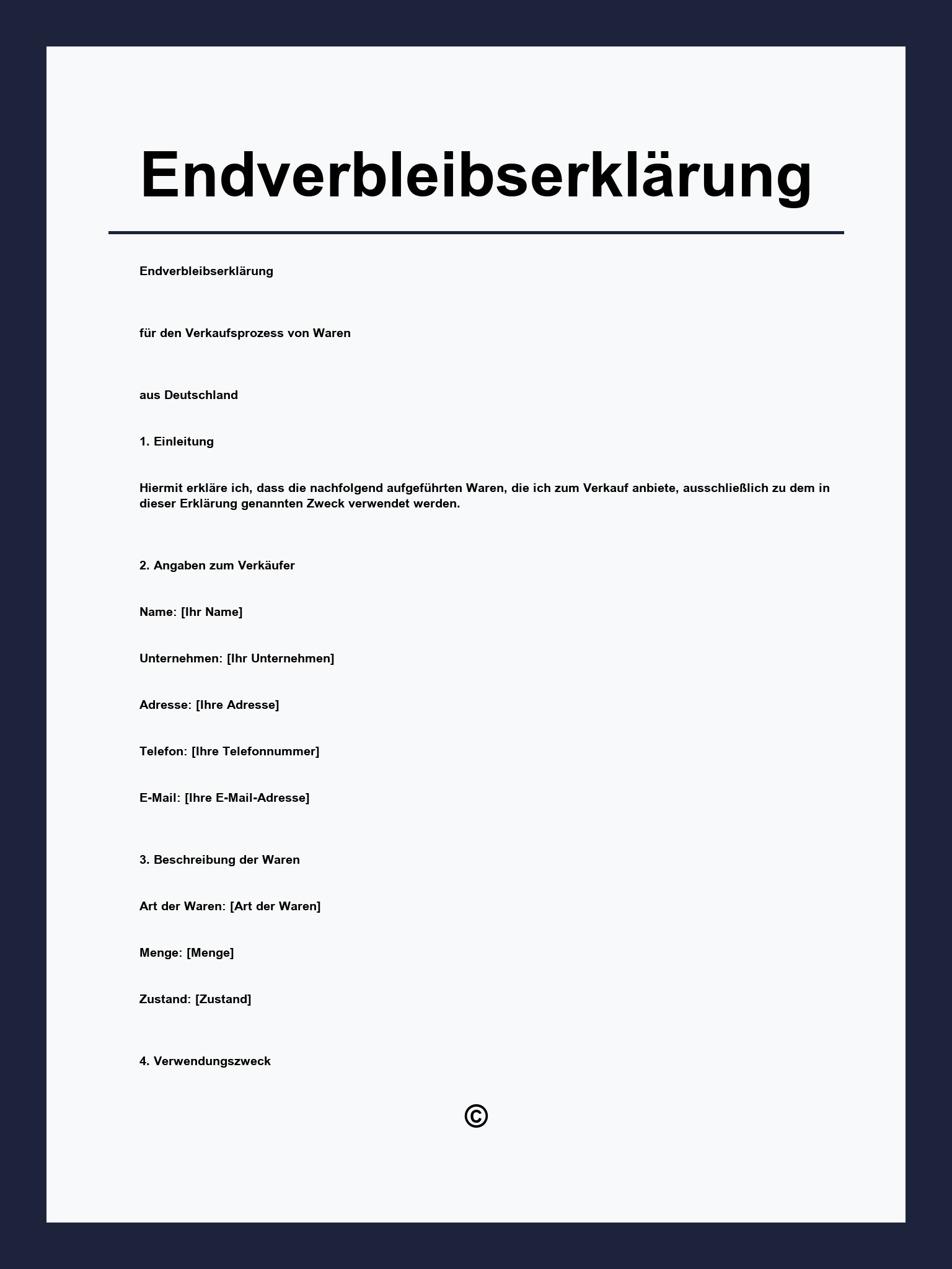 Endverbleibserklärung Muster
