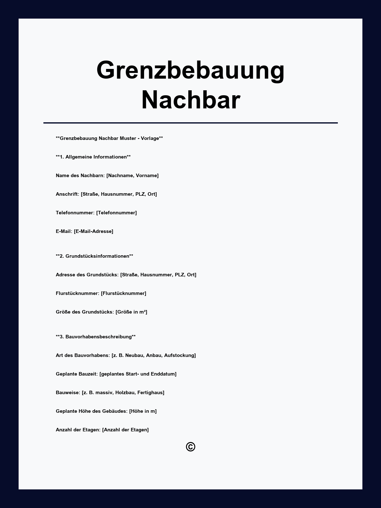 Vordruck Grenzbebauung Nachbar