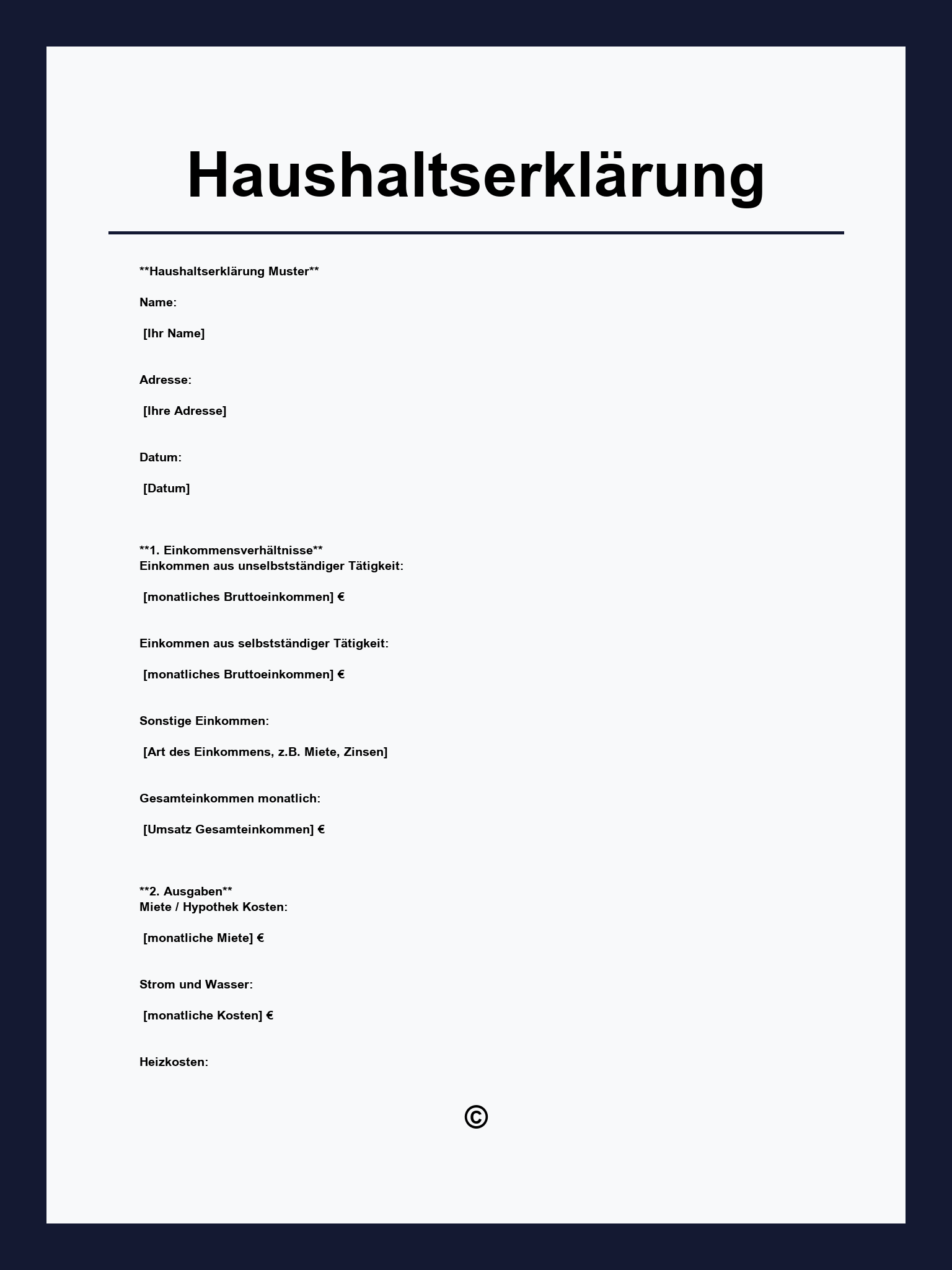Haushaltserklärung