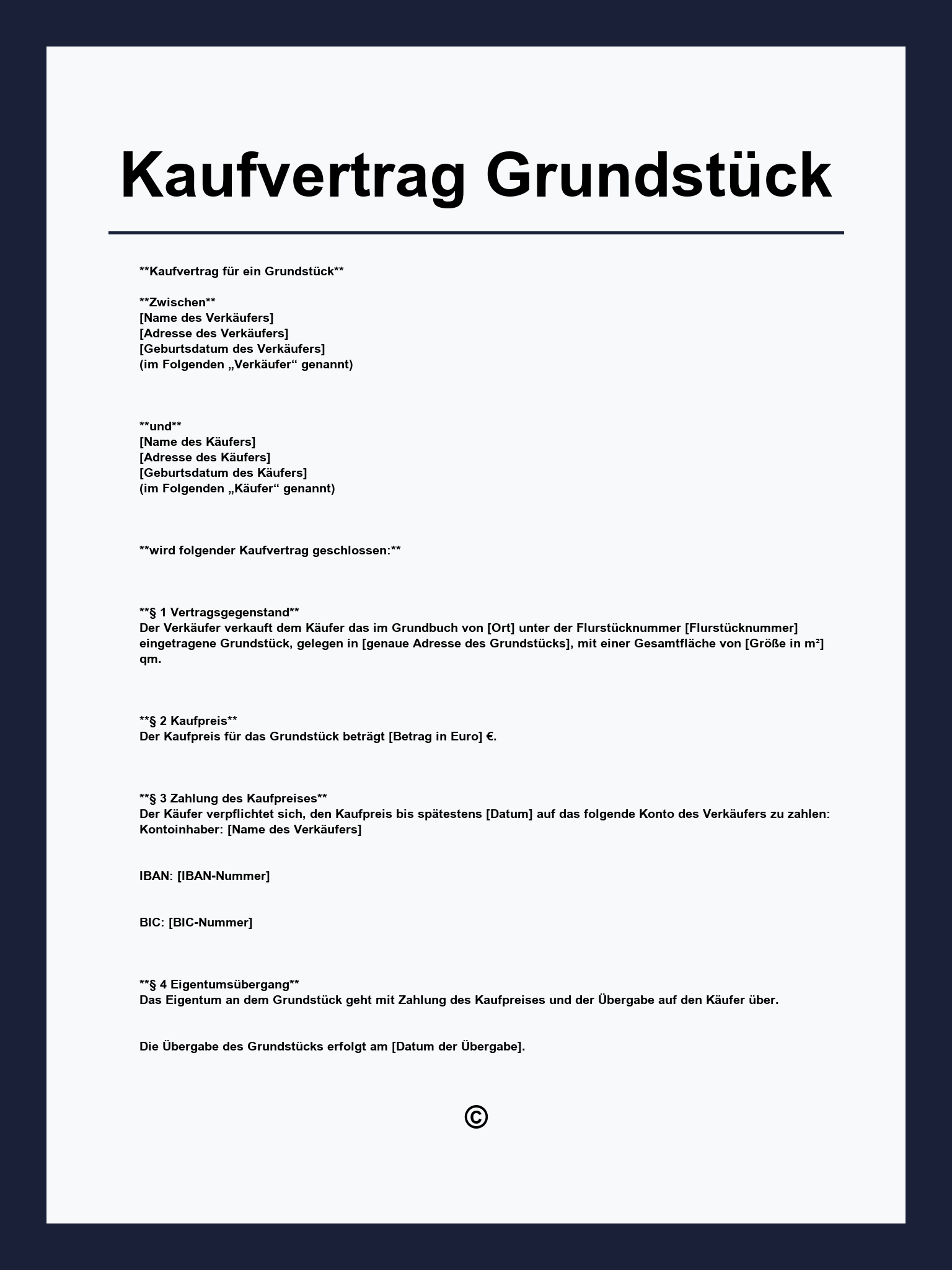 Kaufvertrag Grundstück Vorlage