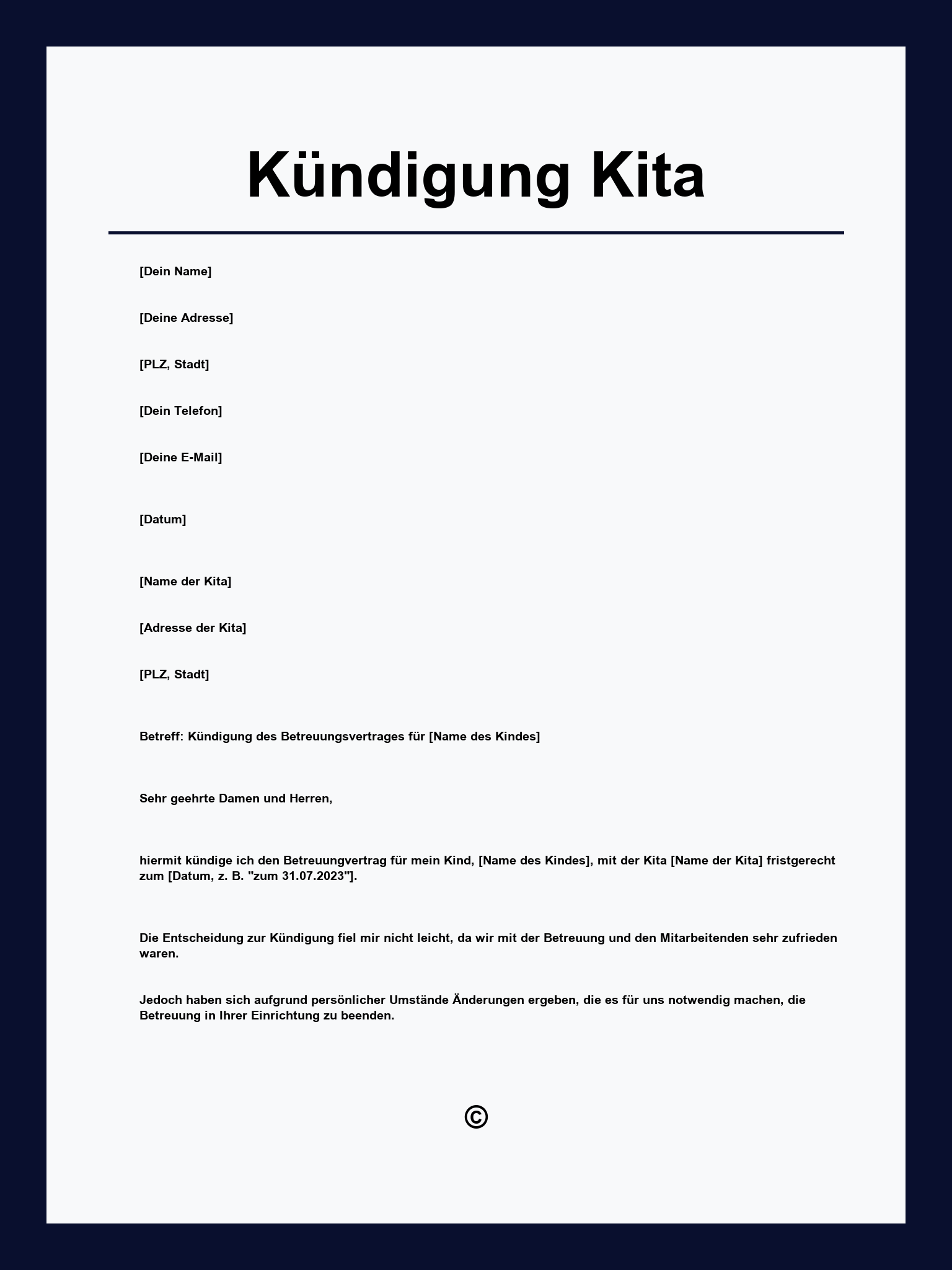 Kündigung Kita Vorlage