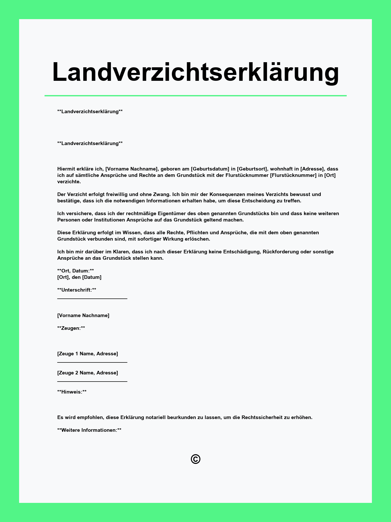 Landverzichtserklärung