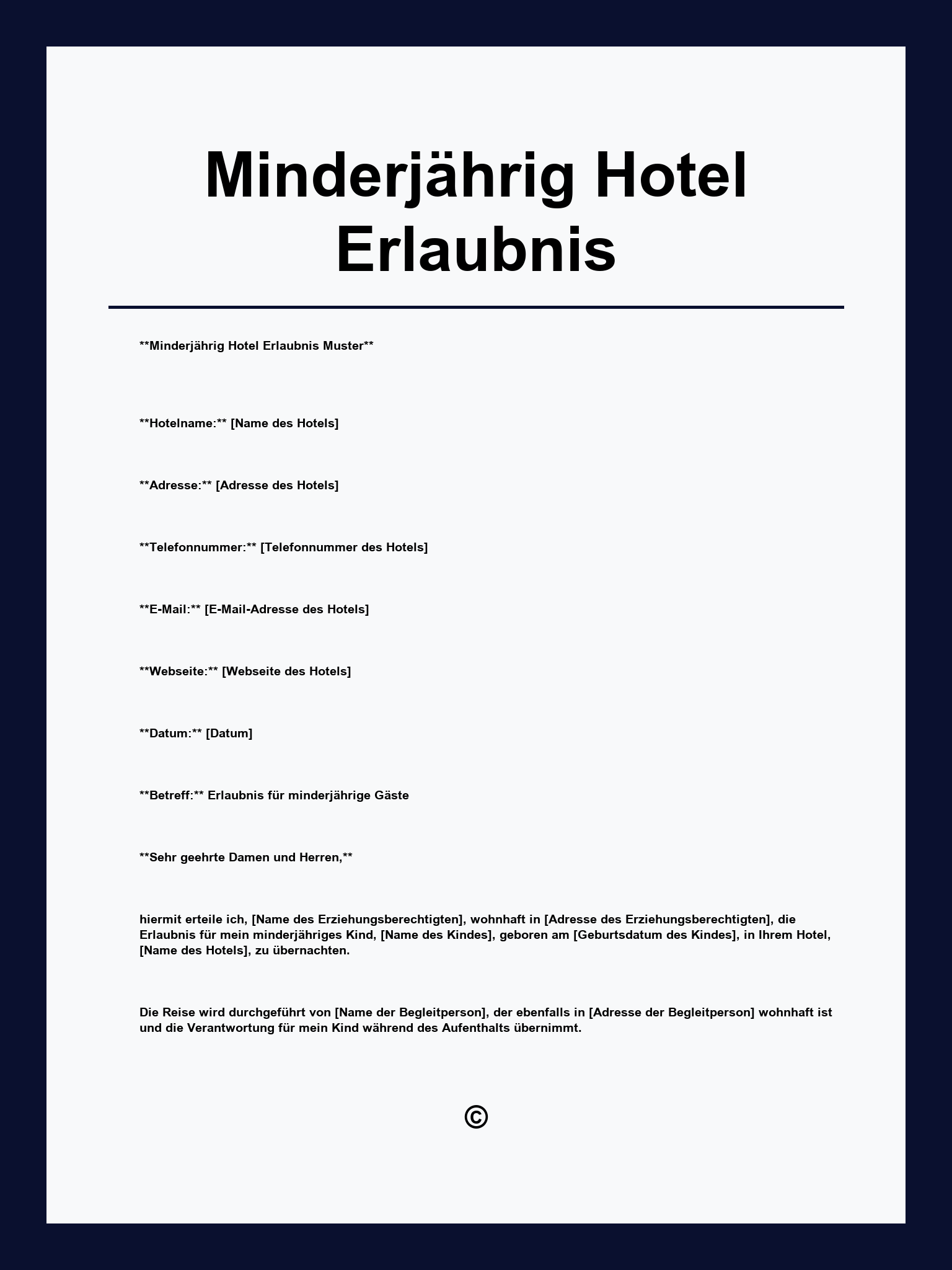 Minderjährig Hotel Erlaubnis