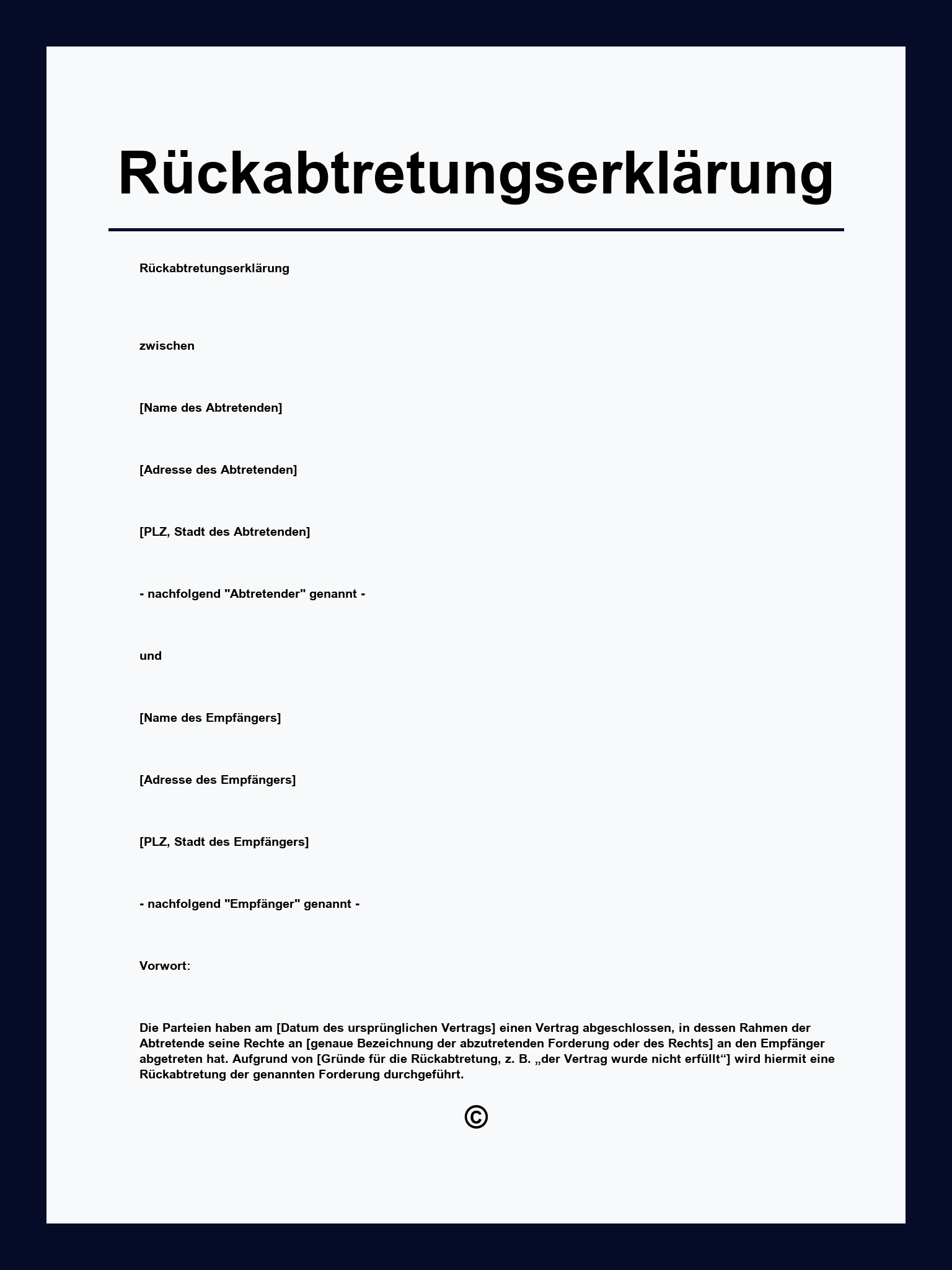 Rückabtretungserklärung