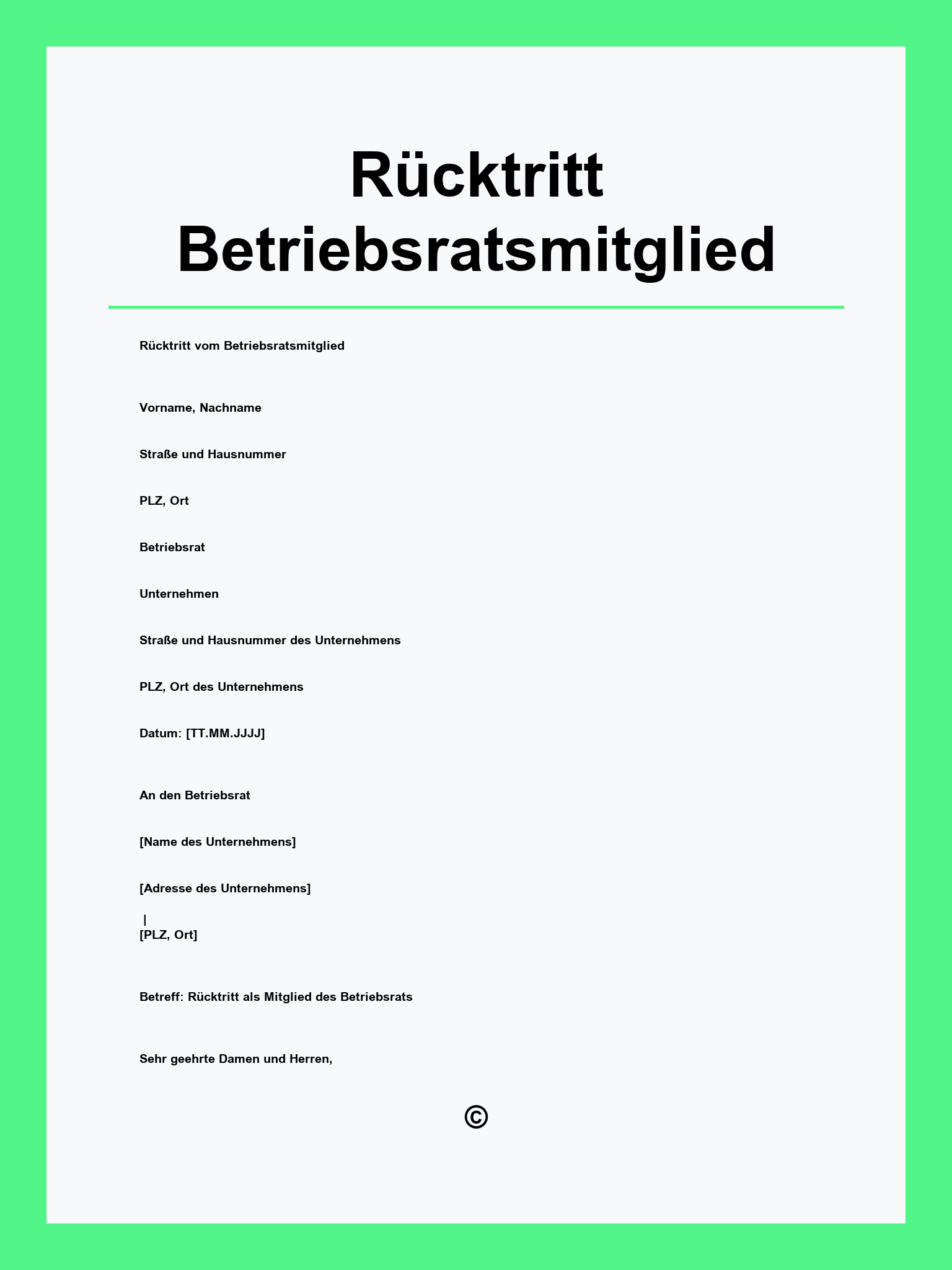 Rücktritt Betriebsratsmitglied Vorlage