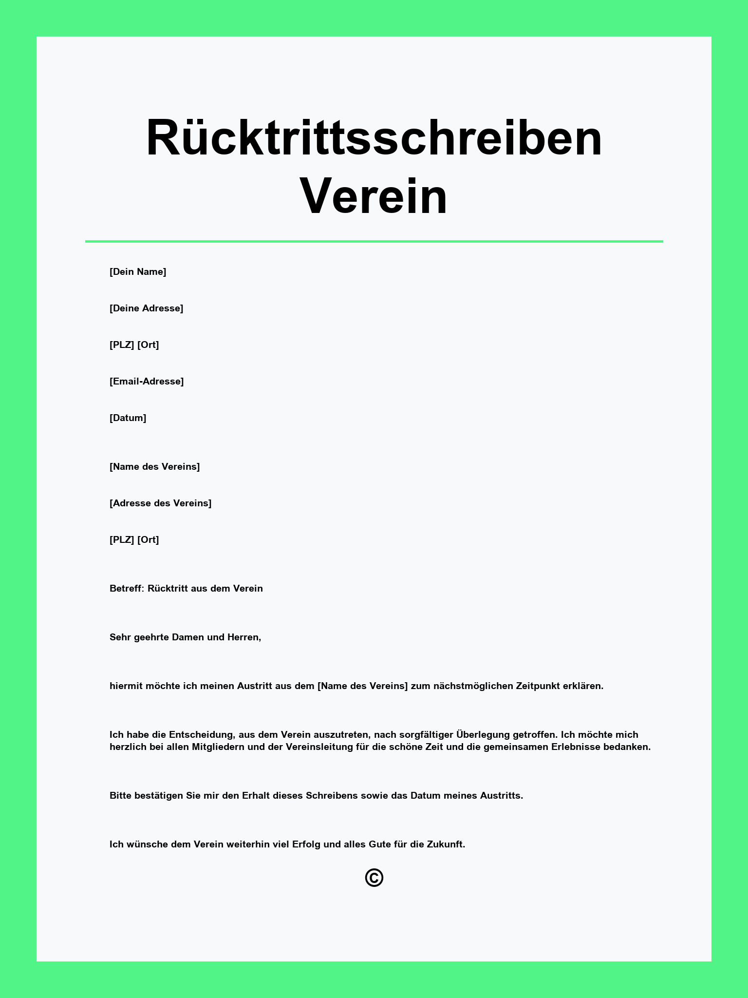 Rücktrittsschreiben Verein Vorlage
