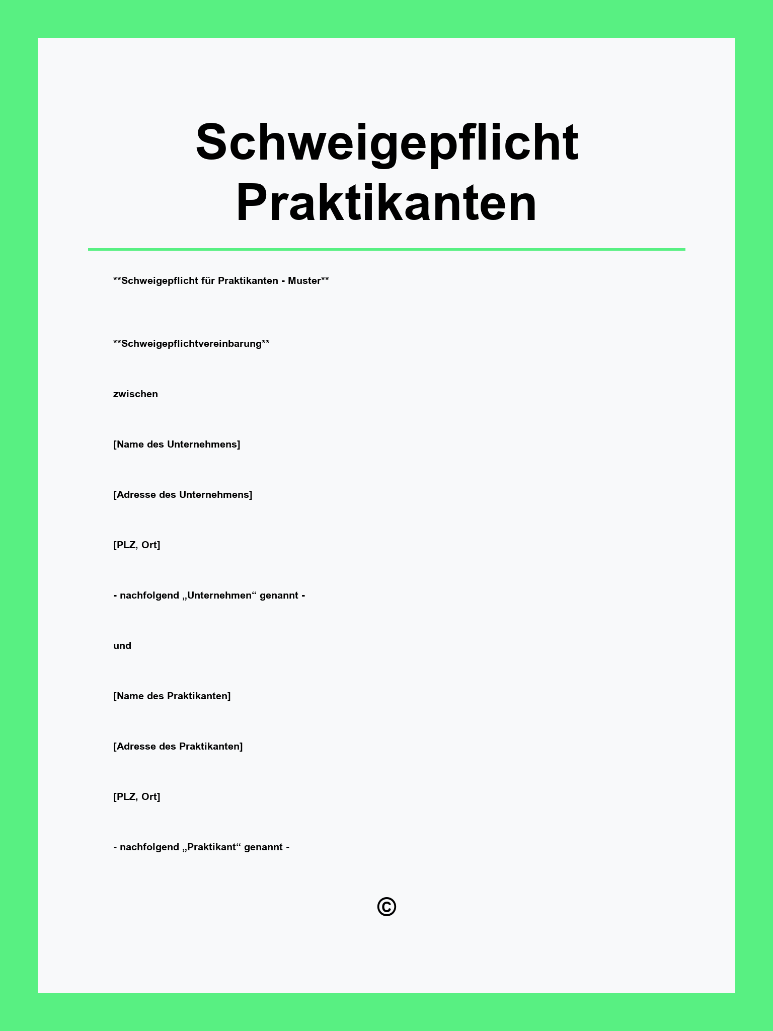 Schweigepflicht Praktikanten Vordruck
