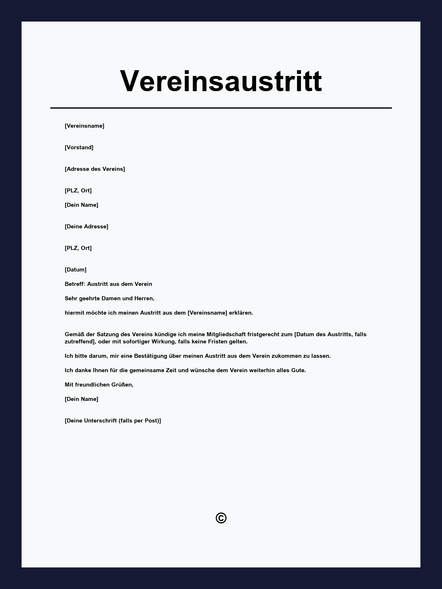 Vereinsaustritt Vorlage