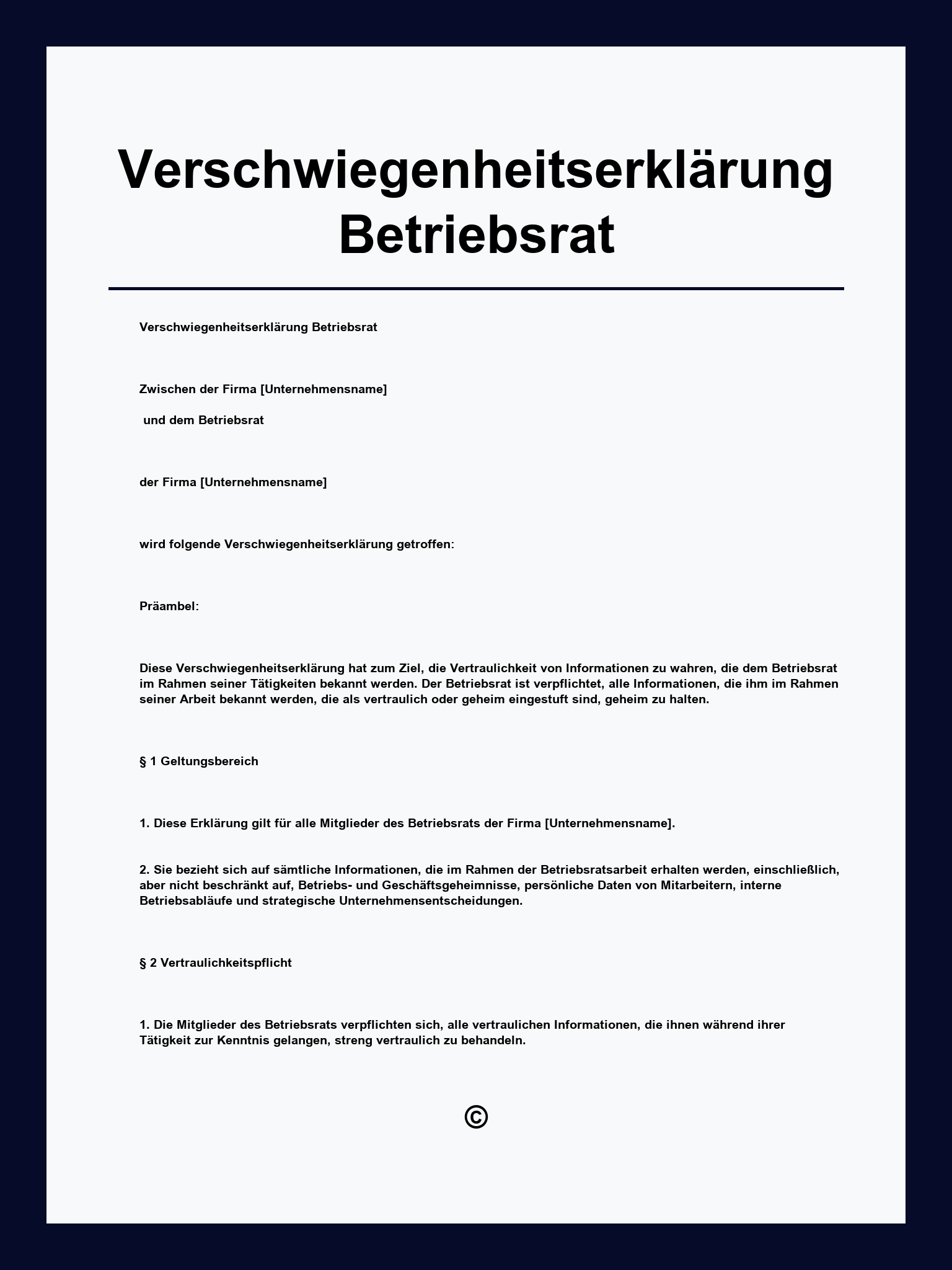 Verschwiegenheitserklärung Betriebsrat Muster