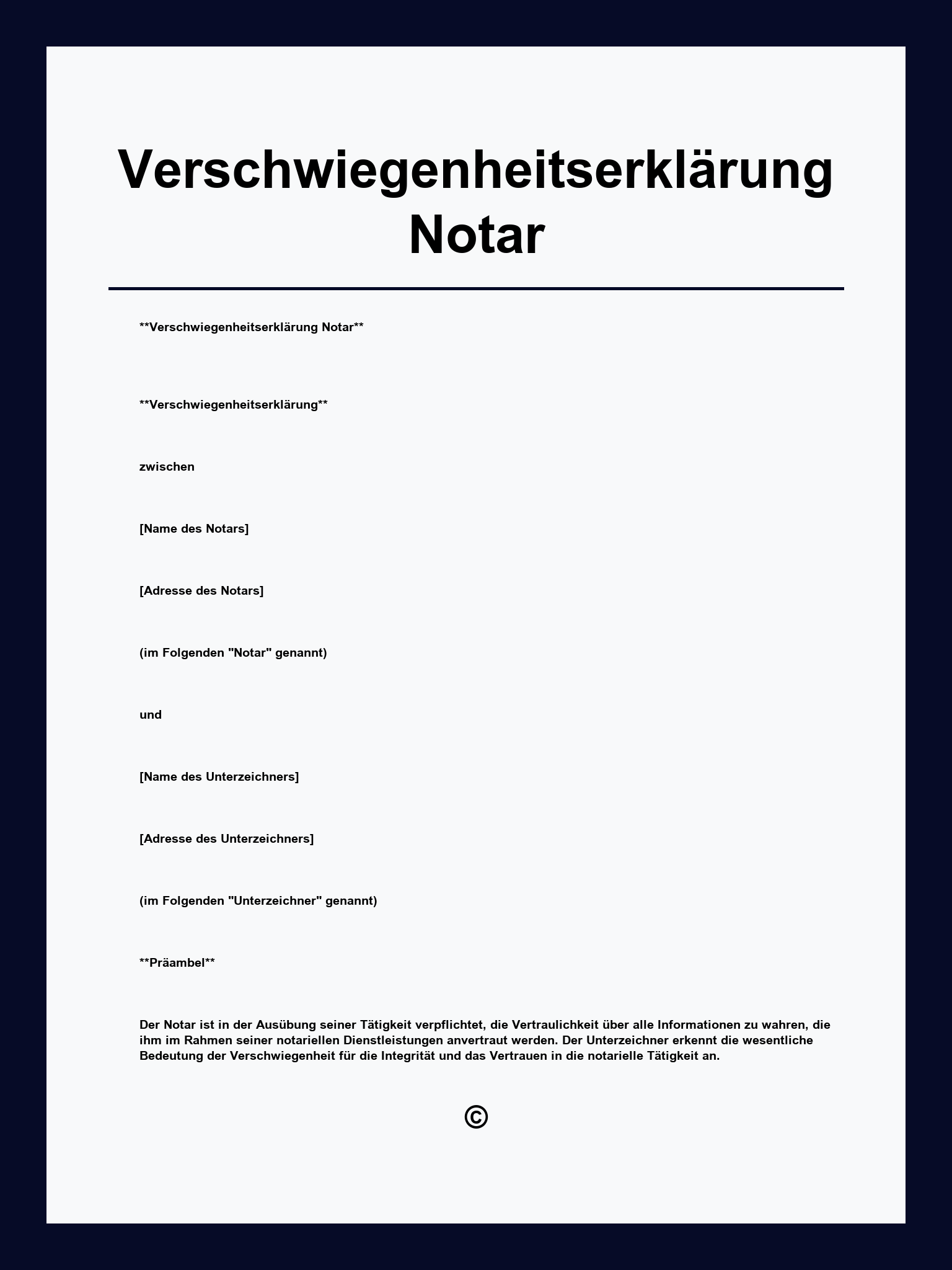 Verschwiegenheitserklärung Notar Muster