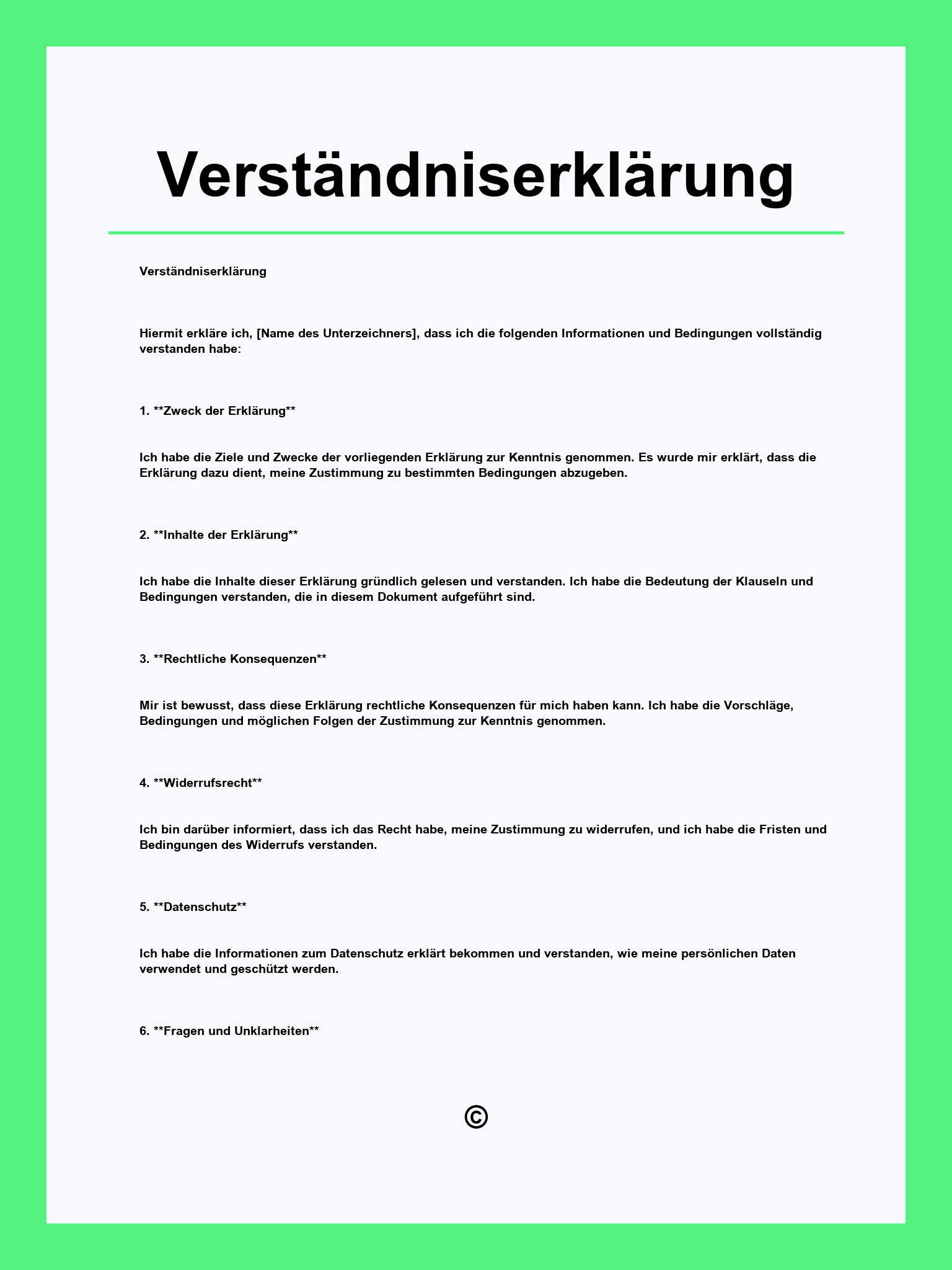 Verständniserklärung