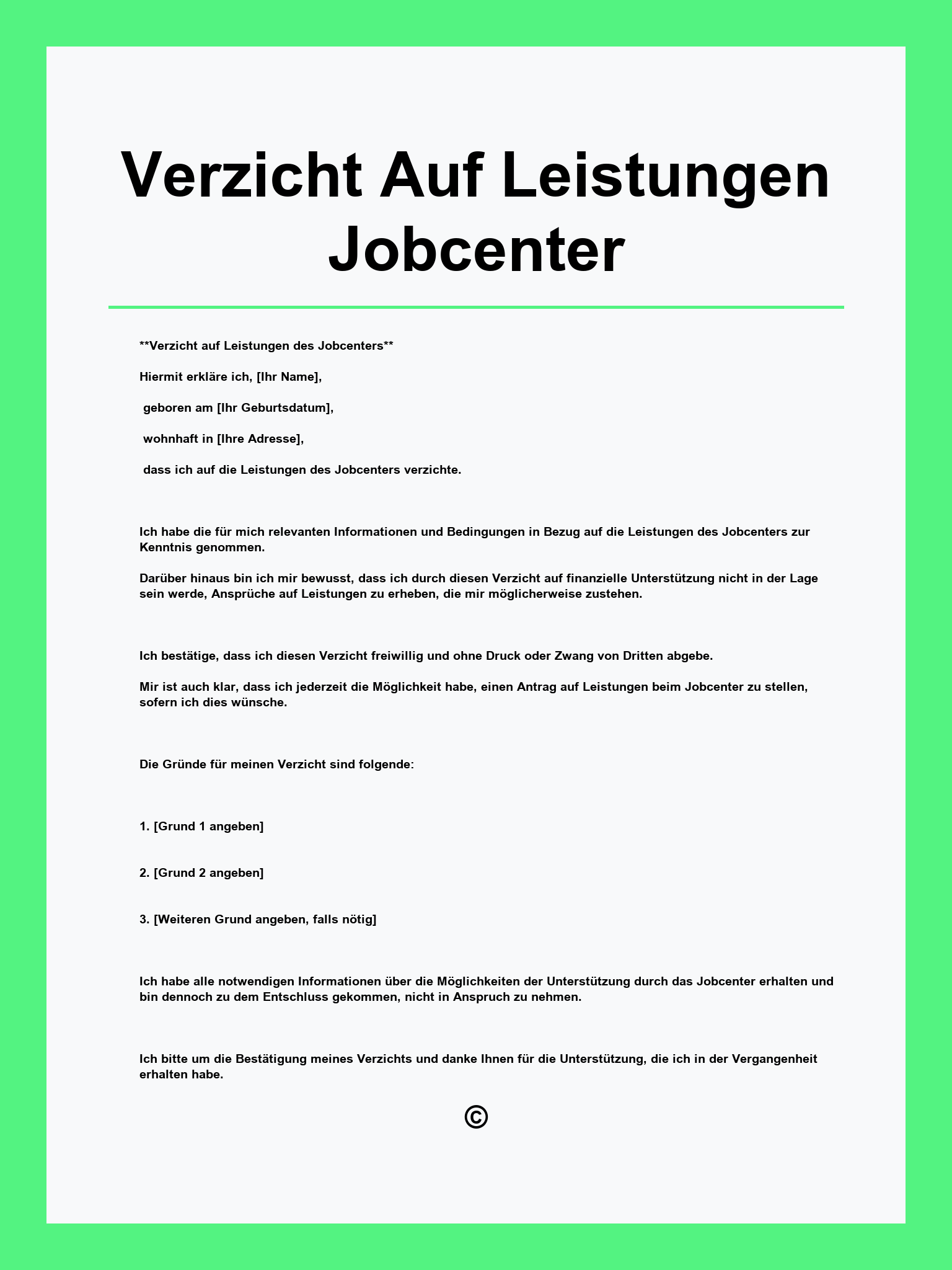 Verzicht Auf Leistungen Jobcenter Muster