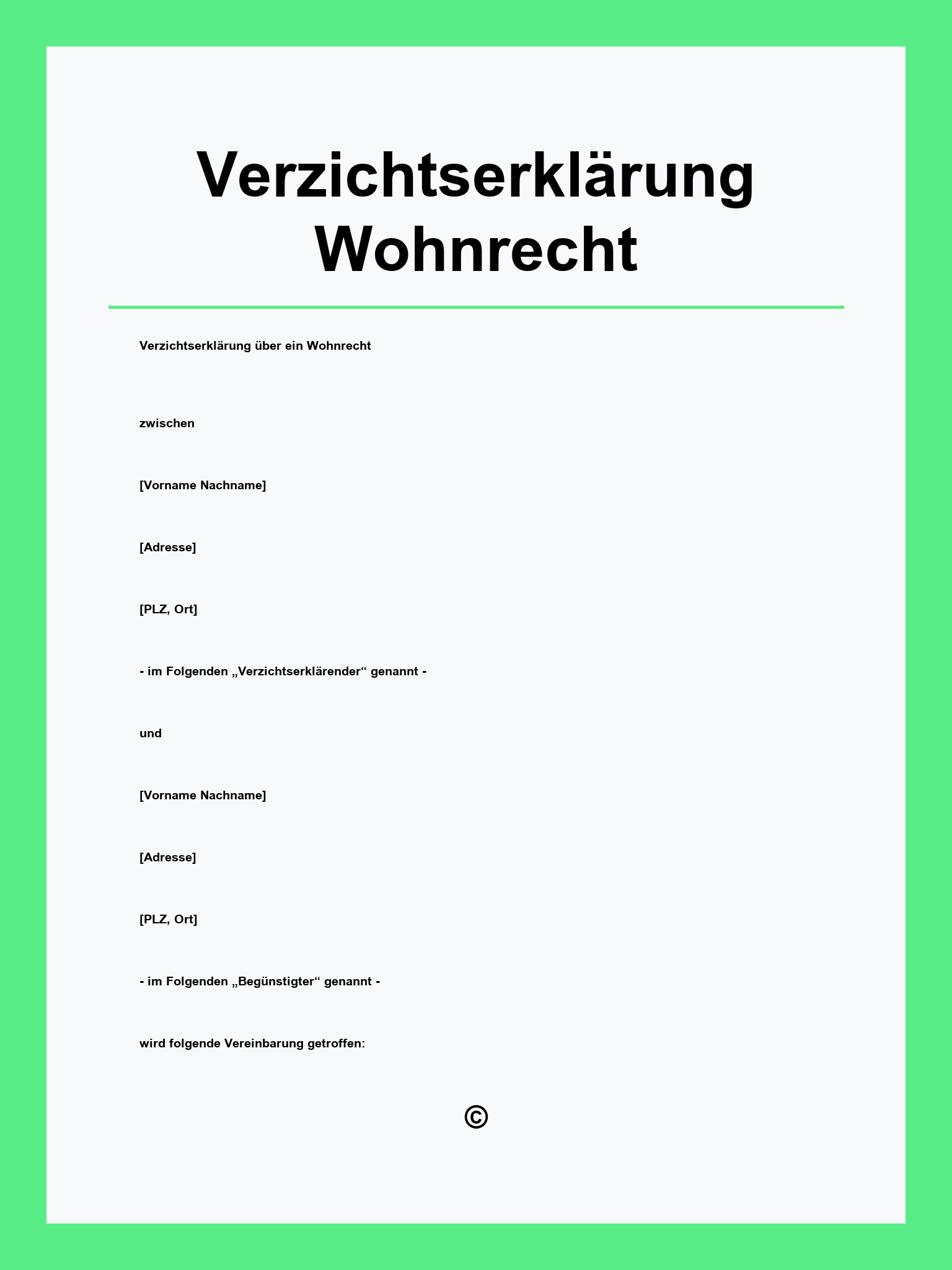 Verzichtserklärung Wohnrecht Muster