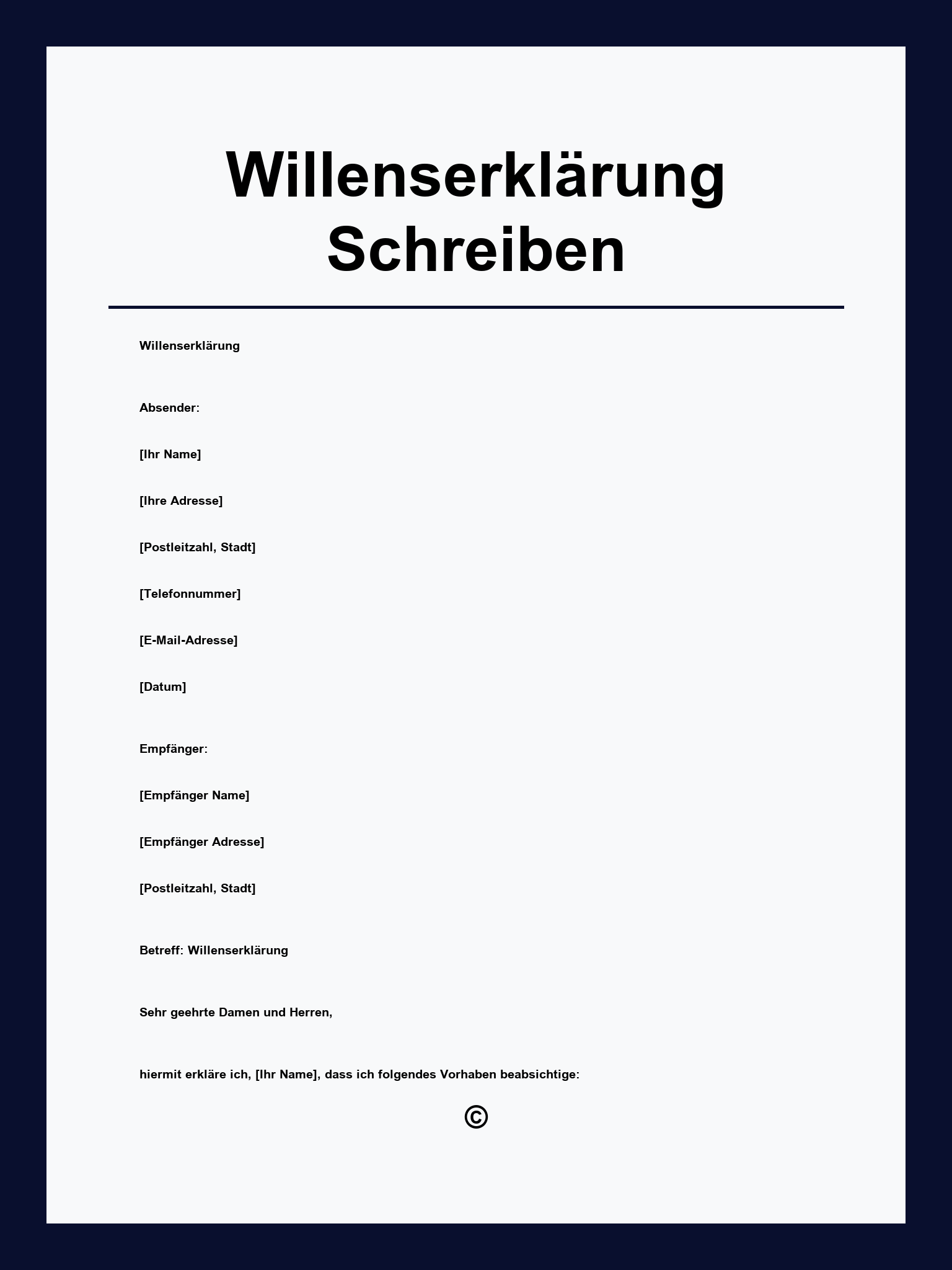 Willenserklärung Schreiben Muster
