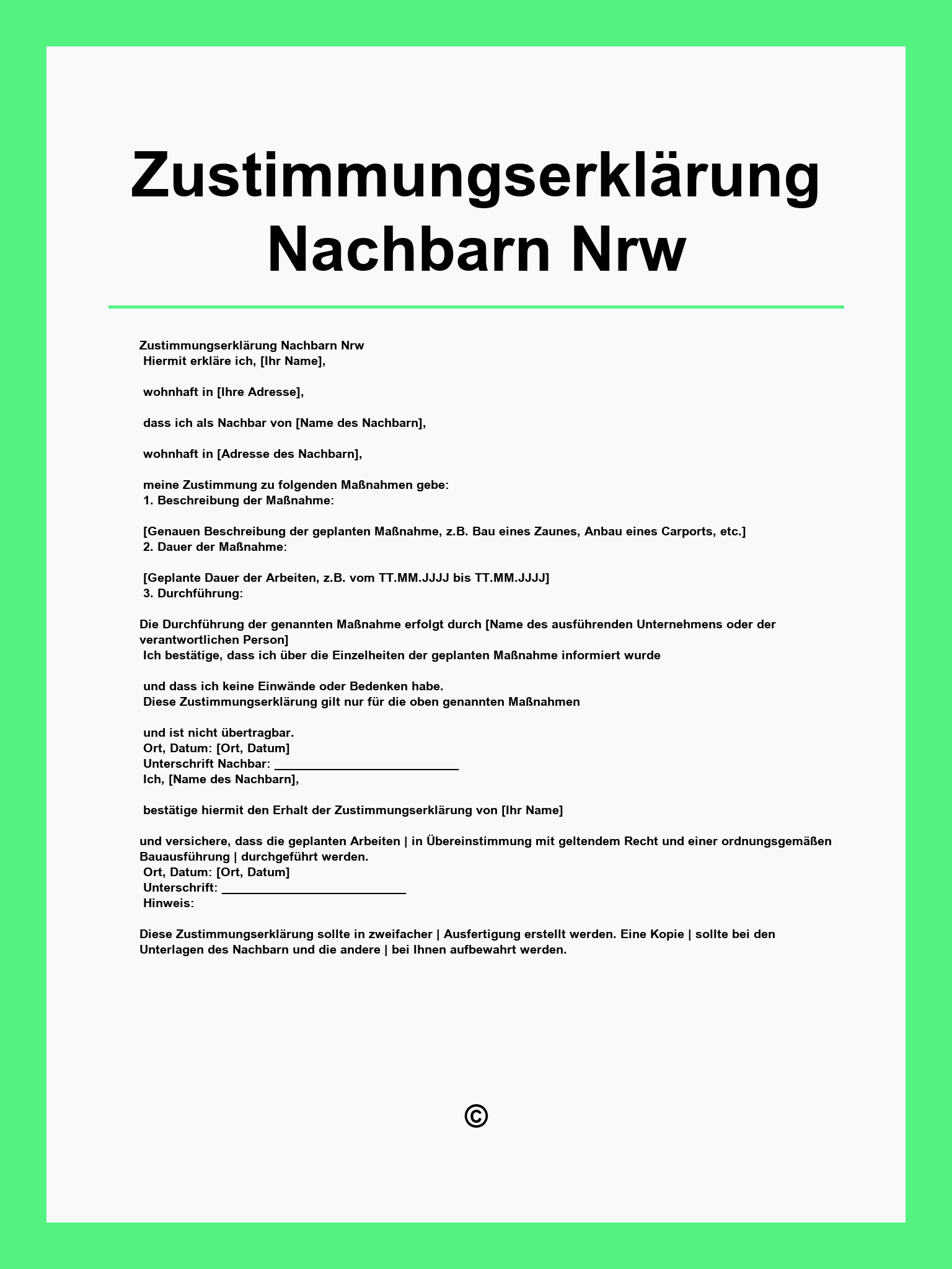 Zustimmungserklärung Nachbarn Vorlage Nrw